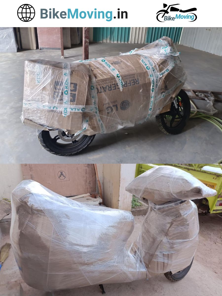 Bike securely packed for transportation